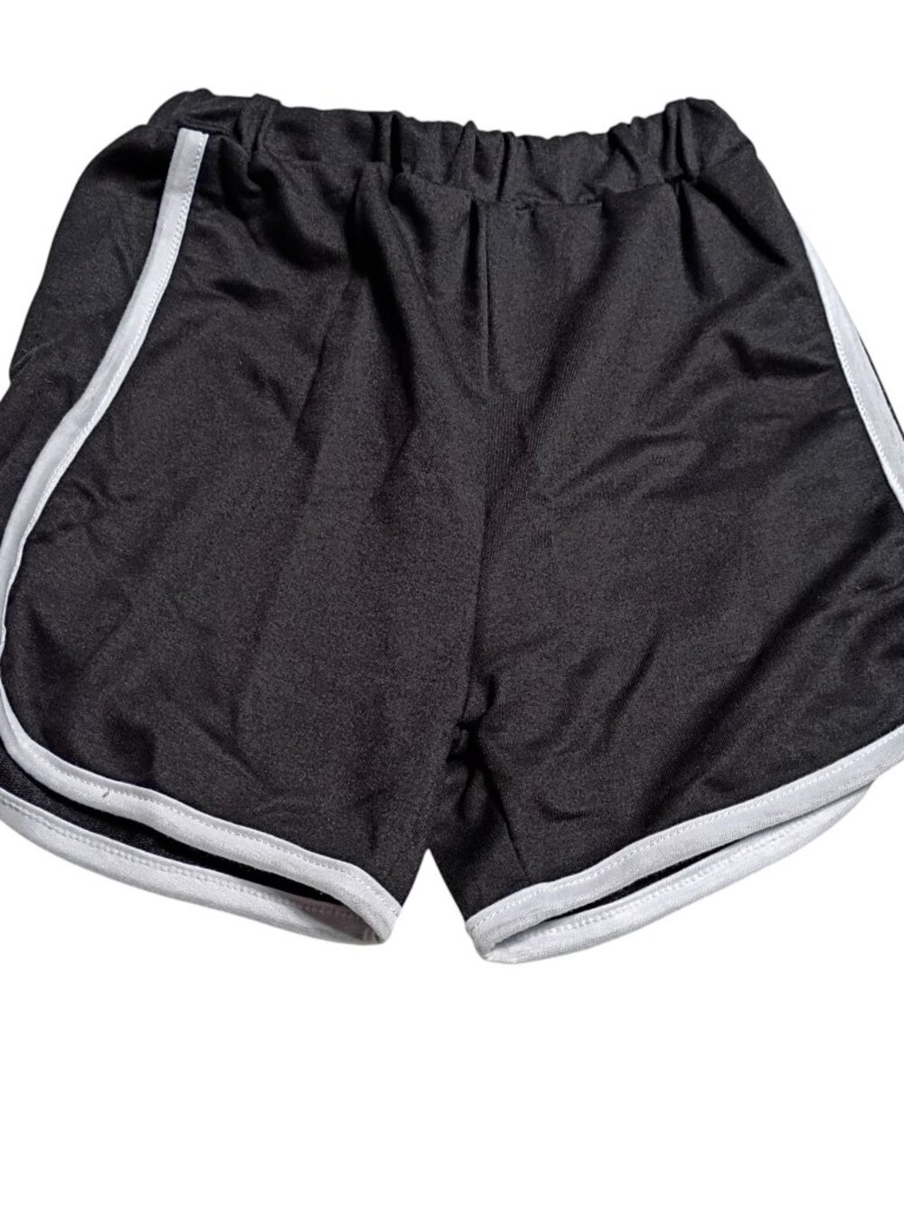 Unbranded Kids Black Dolphin Athletic Shorts White Trim - Size 130 (US 7-8)